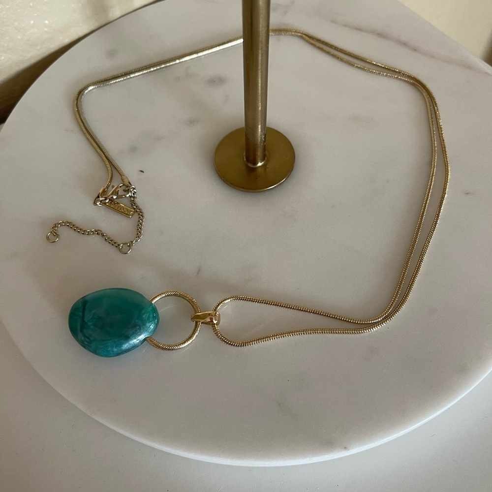 Long Necklace with green stone